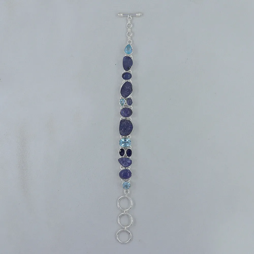 Silver Tanzanite with Blue Topaz Bracelet