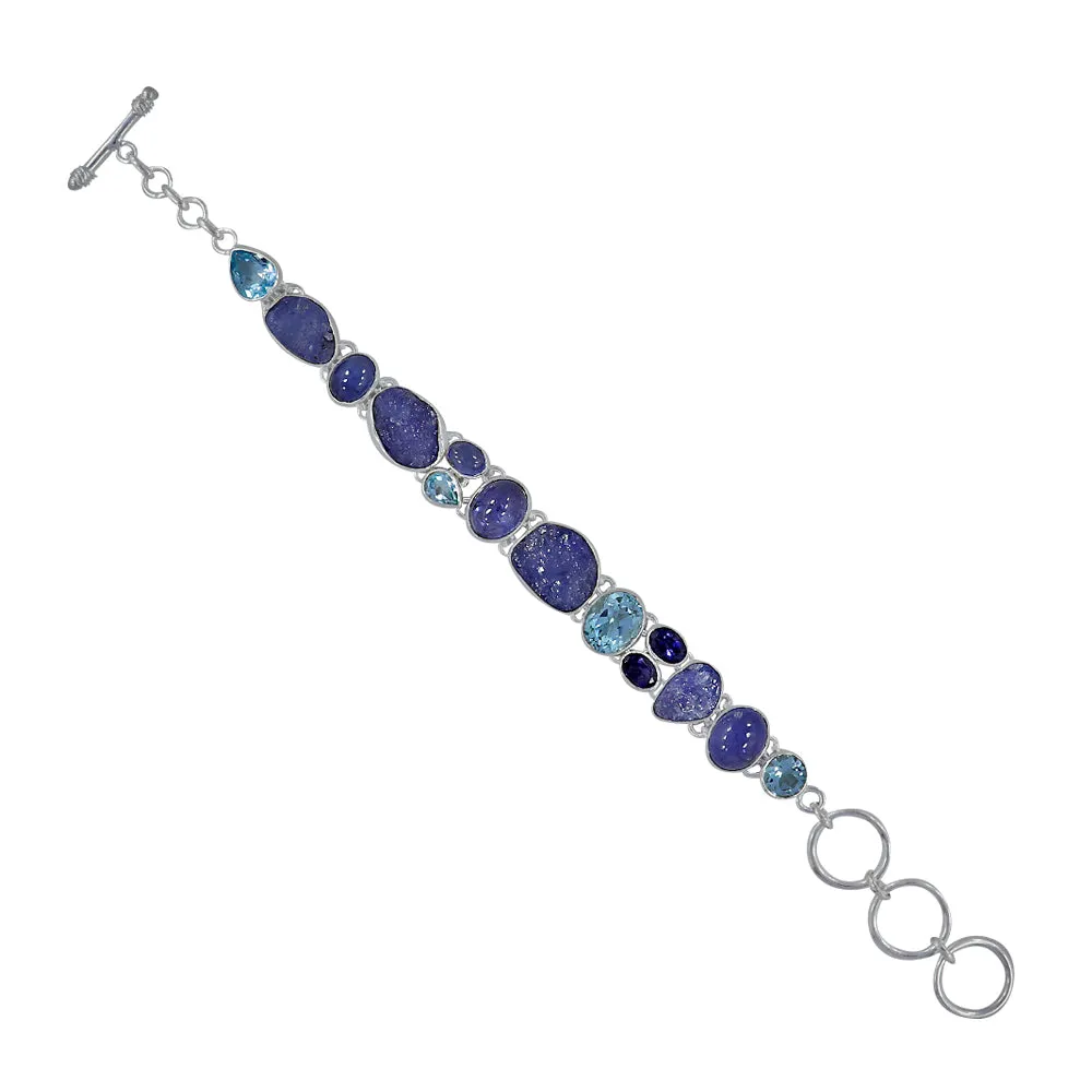 Silver Tanzanite with Blue Topaz Bracelet
