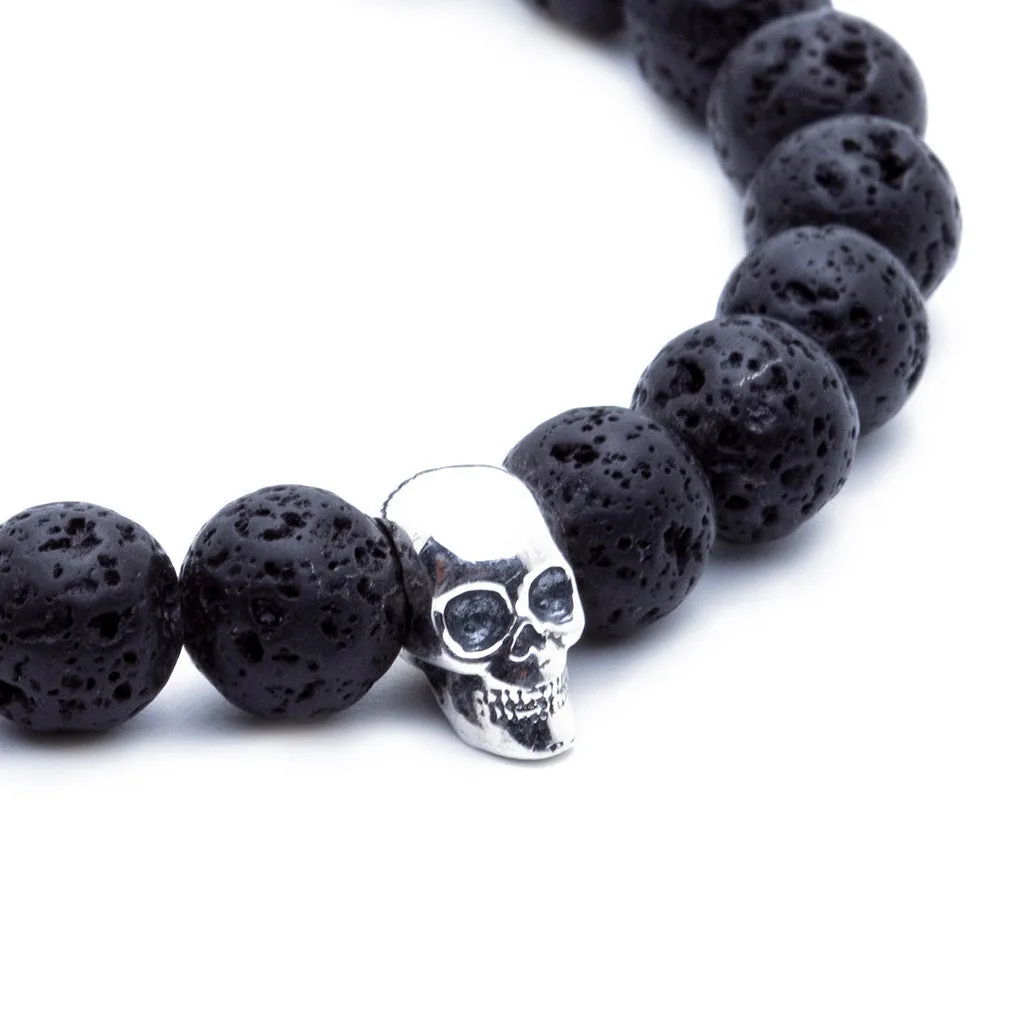 Skull Beaded Bracelet - Silver