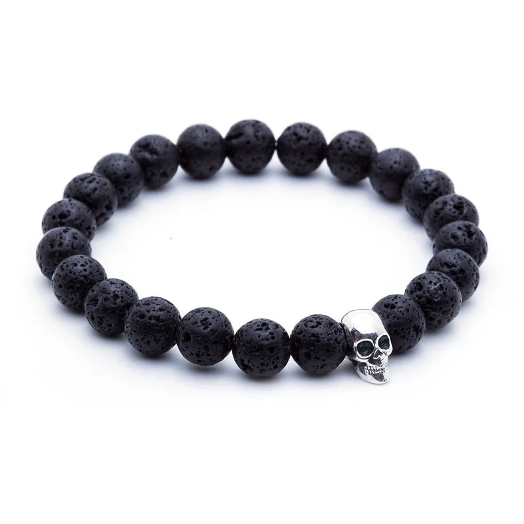 Skull Beaded Bracelet - Silver