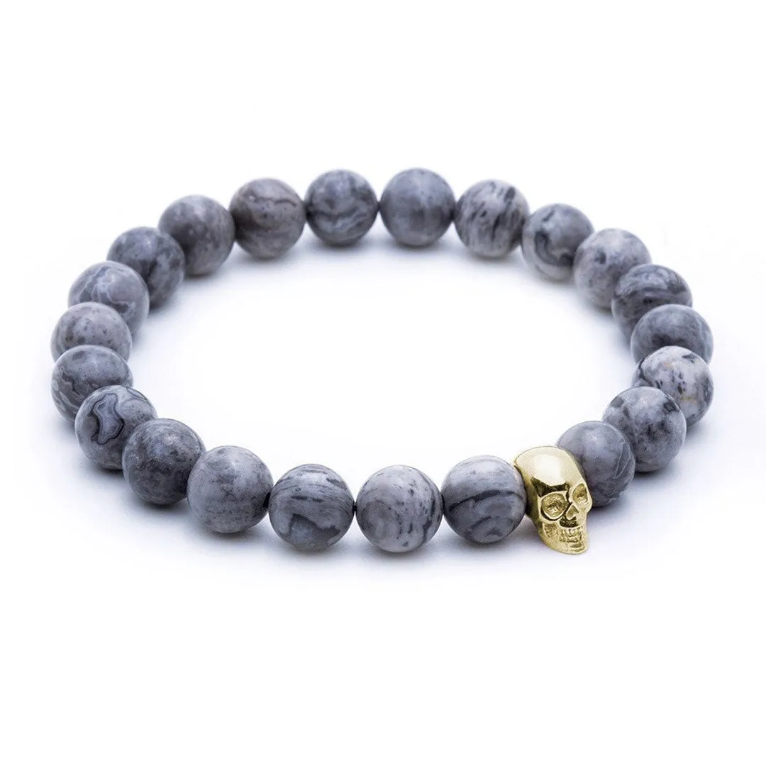 Skull Beaded Bracelet - Silver