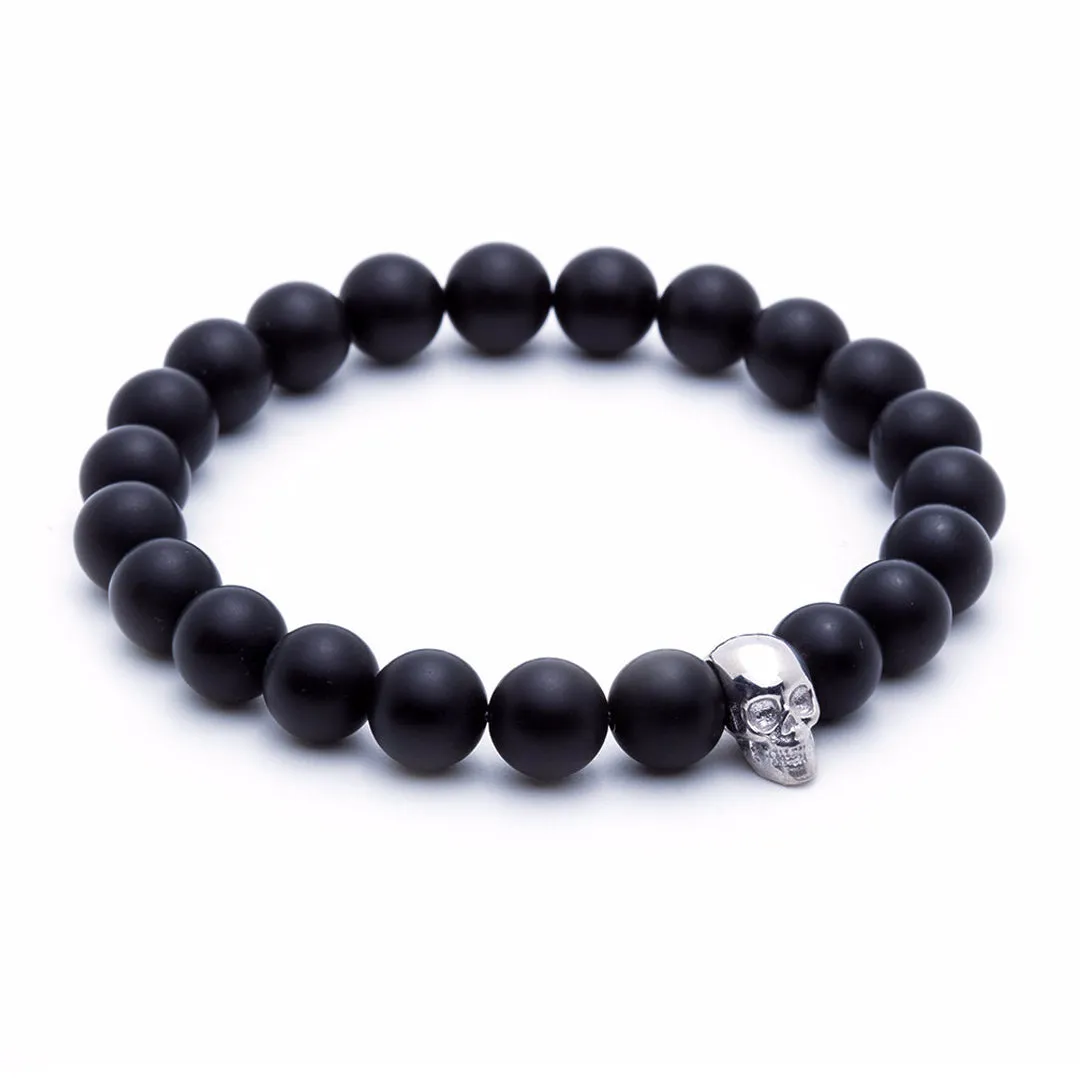 Skull Beaded Bracelet - Silver