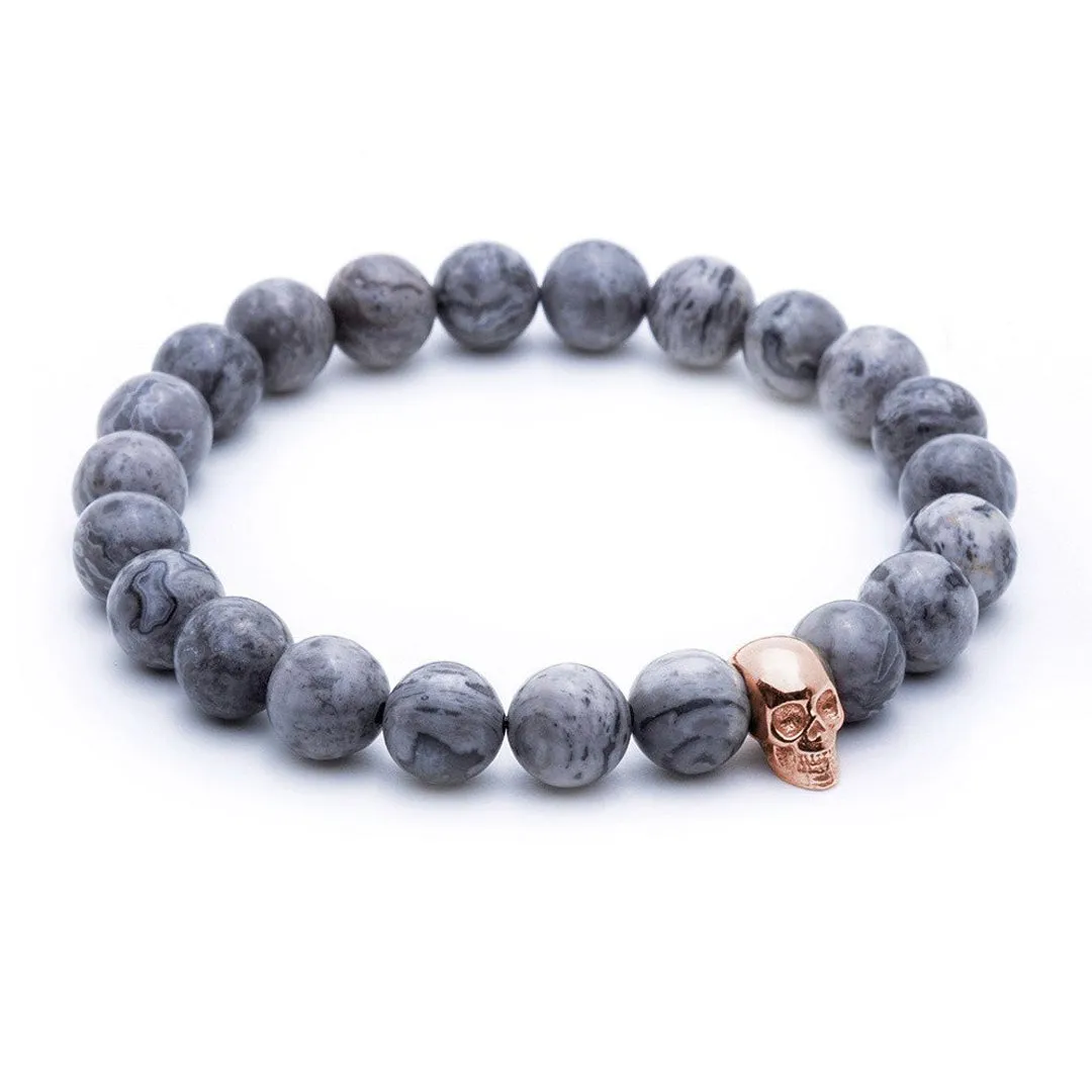 Skull Beaded Bracelet - Silver