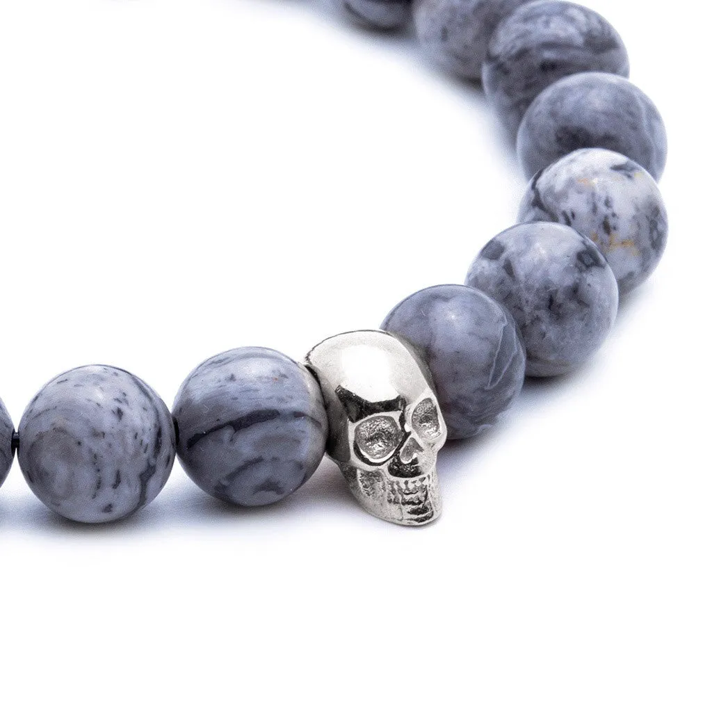 Skull Beaded Bracelet - Silver