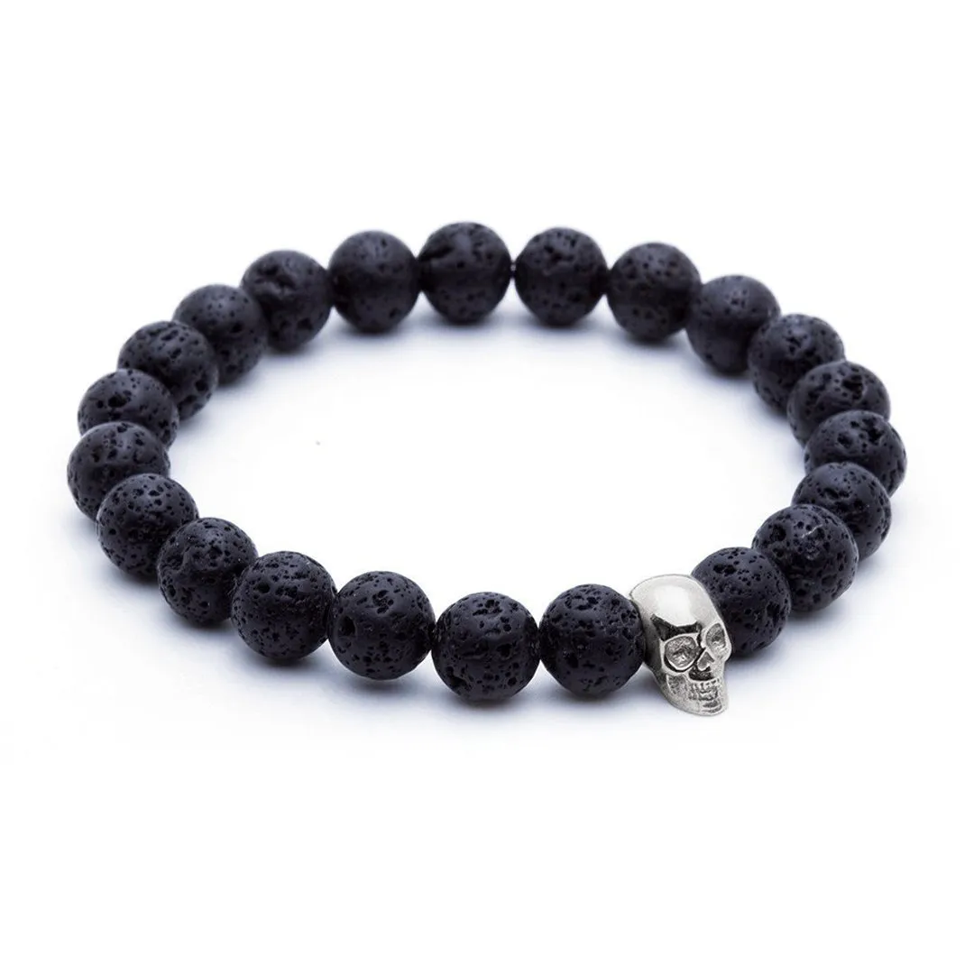 Skull Beaded Bracelet - Silver
