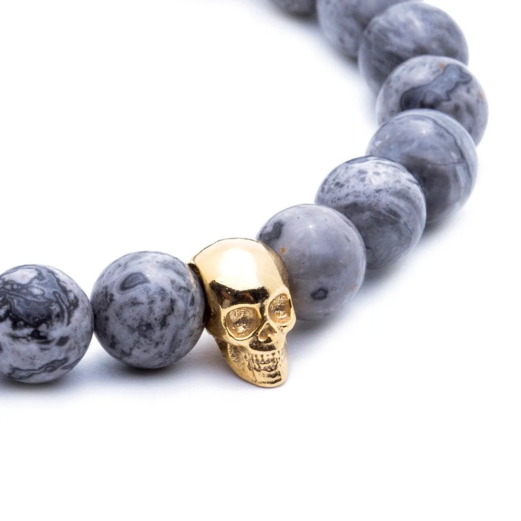 Skull Beaded Bracelet - Silver