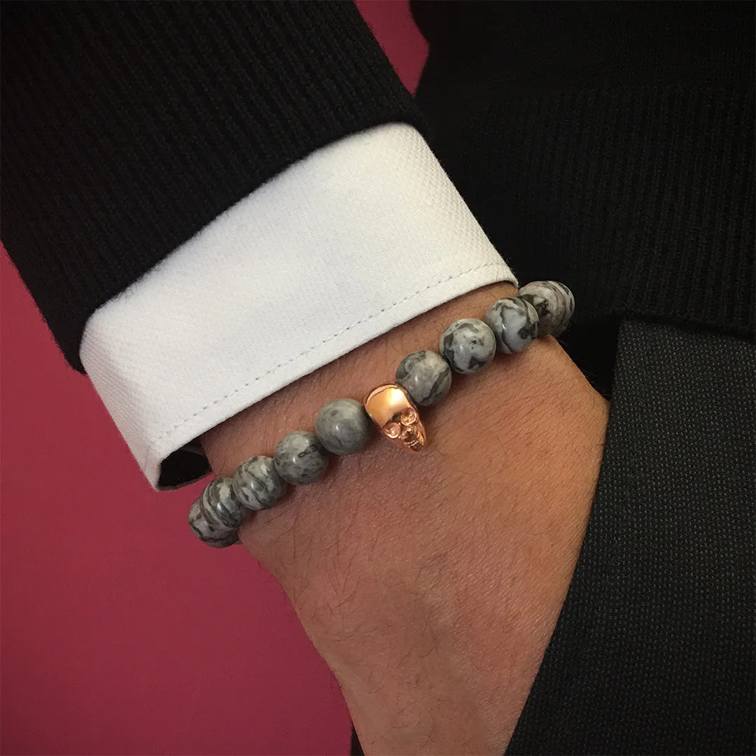 Skull Beaded Bracelet - Silver