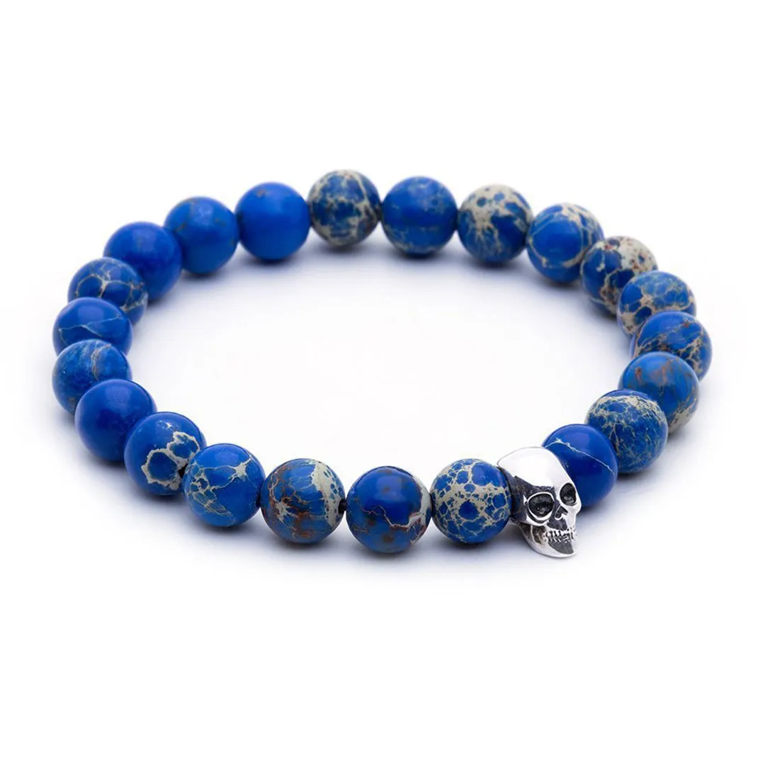 Skull Beaded Bracelet - Silver