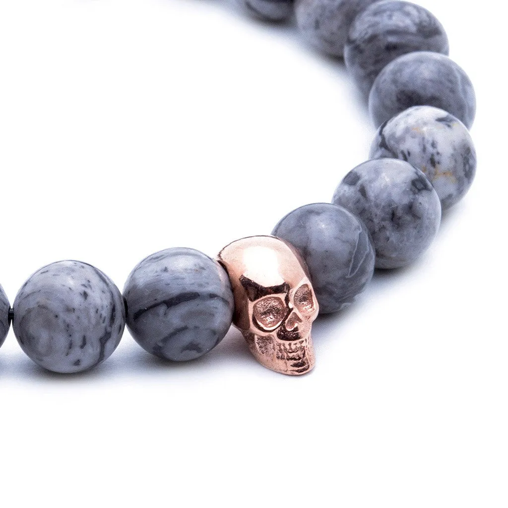 Skull Beaded Bracelet - Silver