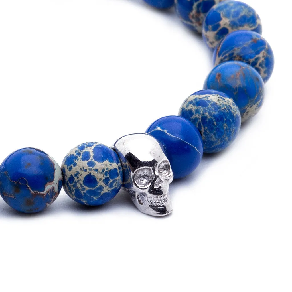 Skull Beaded Bracelet - Silver