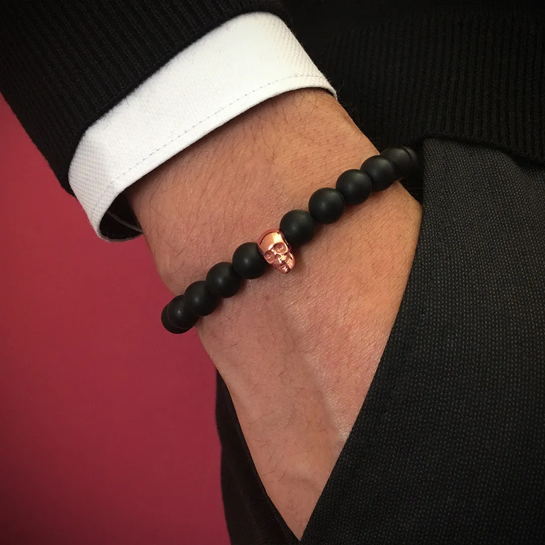 Skull Beaded Bracelet - Silver