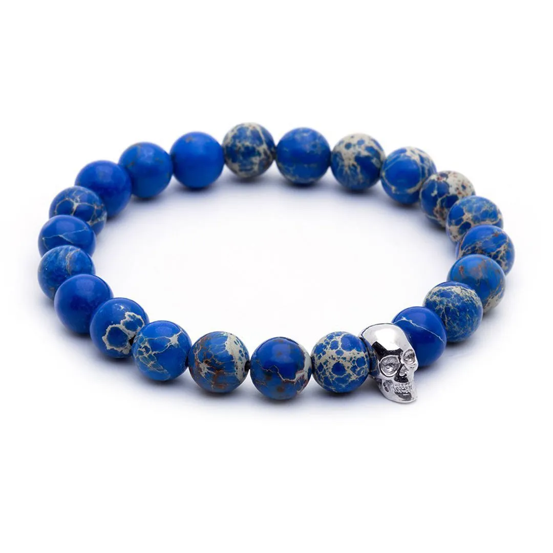 Skull Beaded Bracelet - Silver