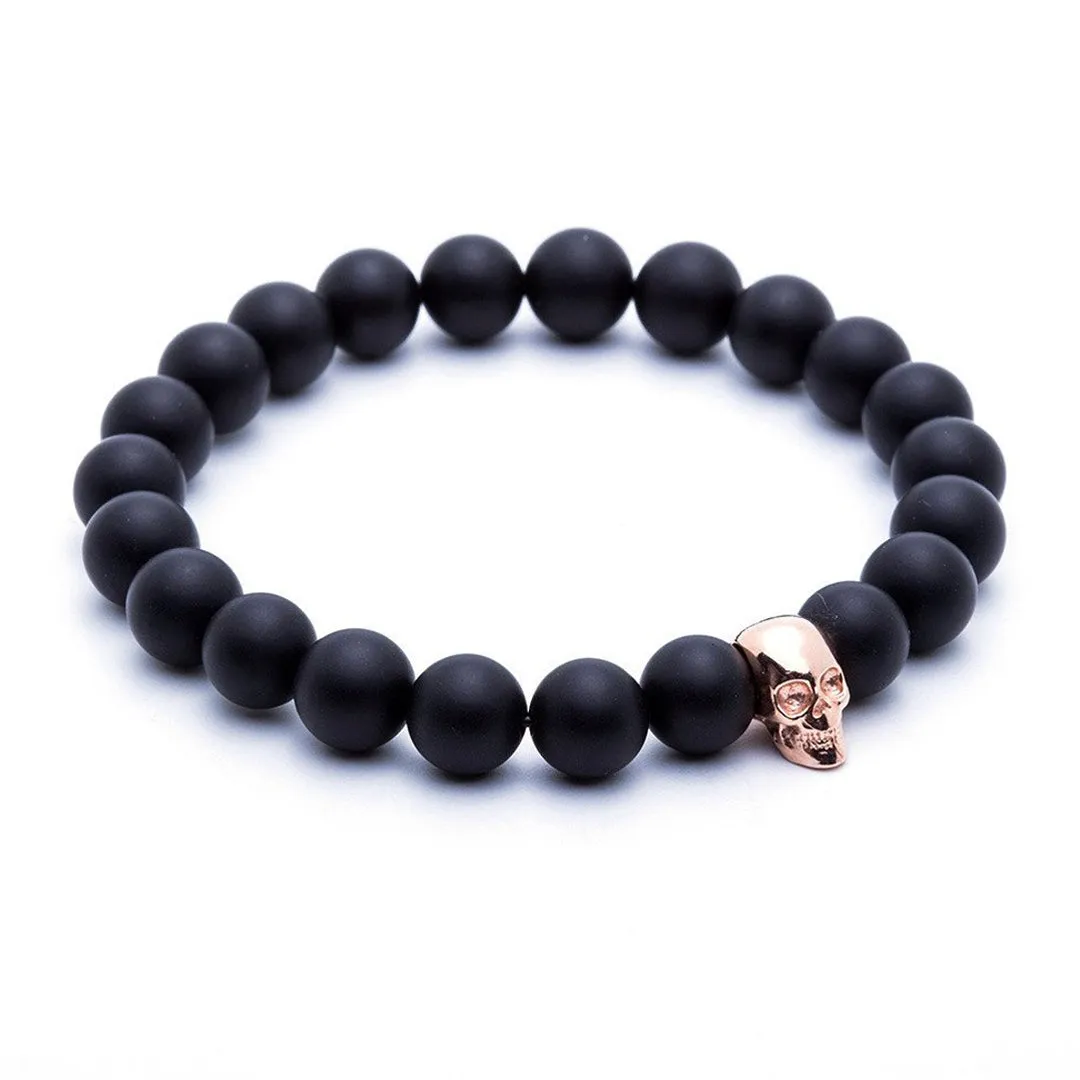 Skull Beaded Bracelet - Silver