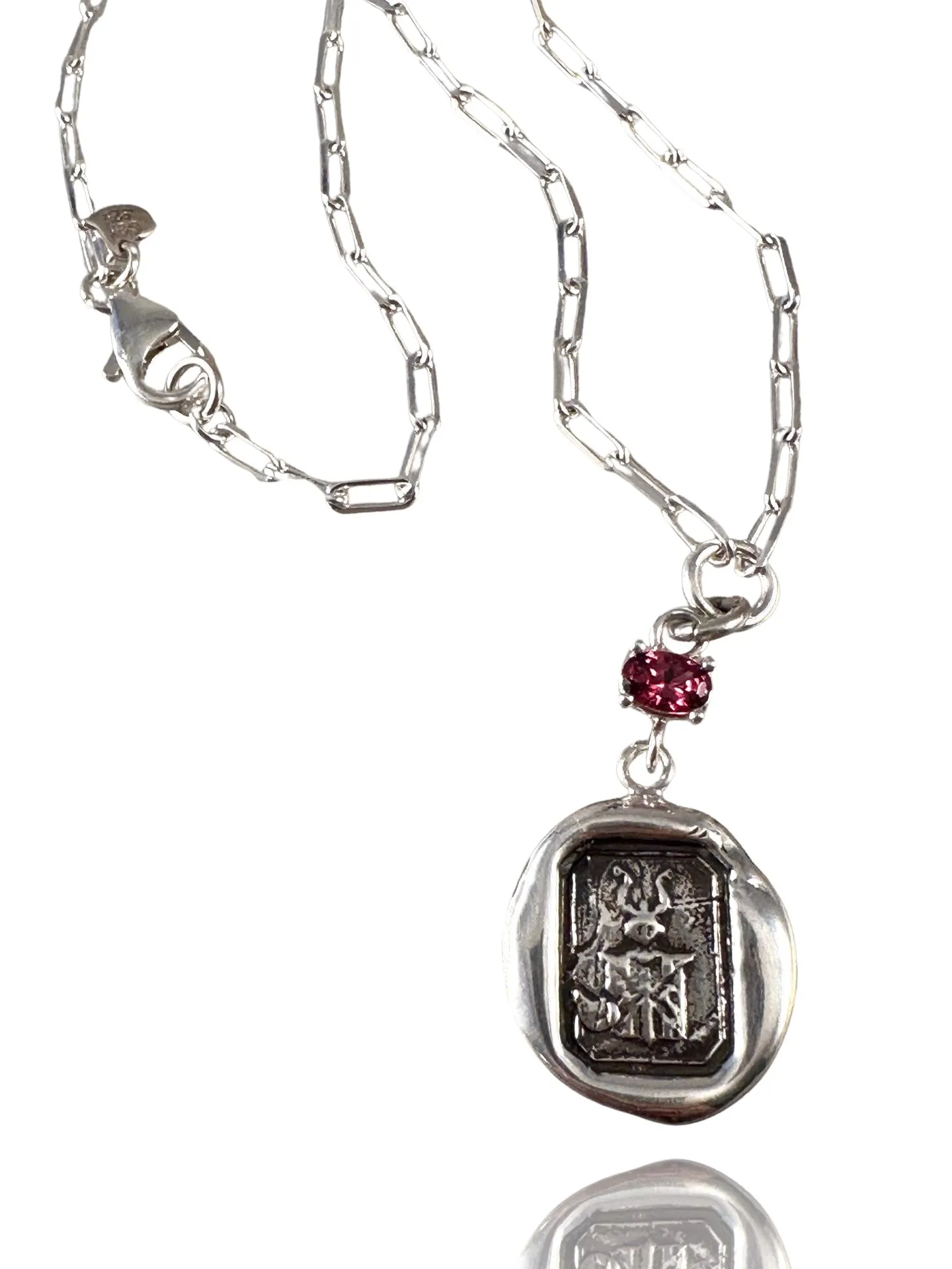 Small Victory Horn Garnet Necklace