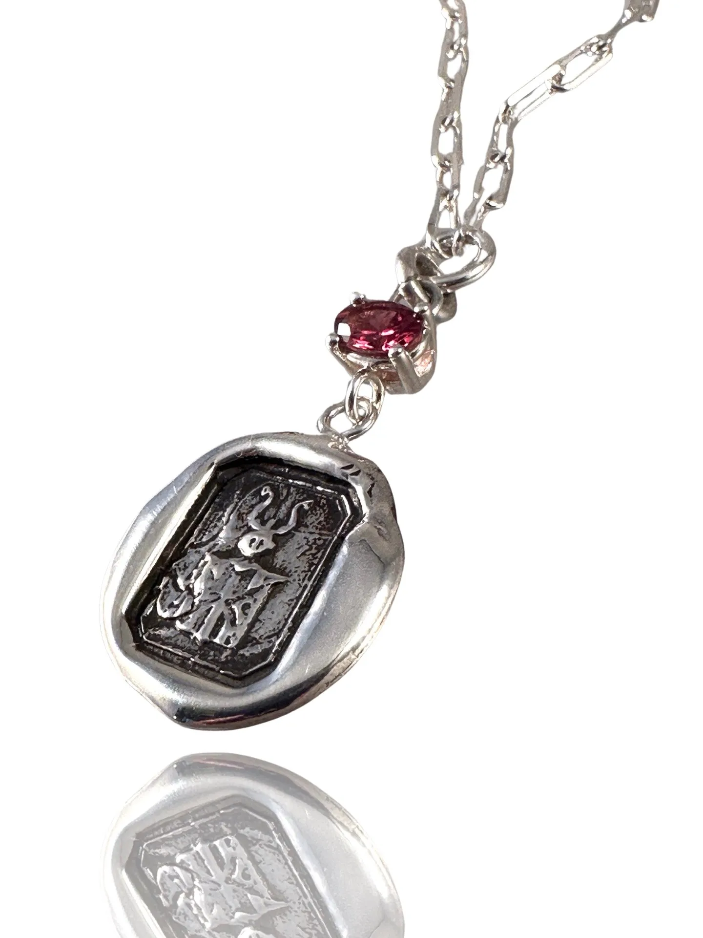 Small Victory Horn Garnet Necklace