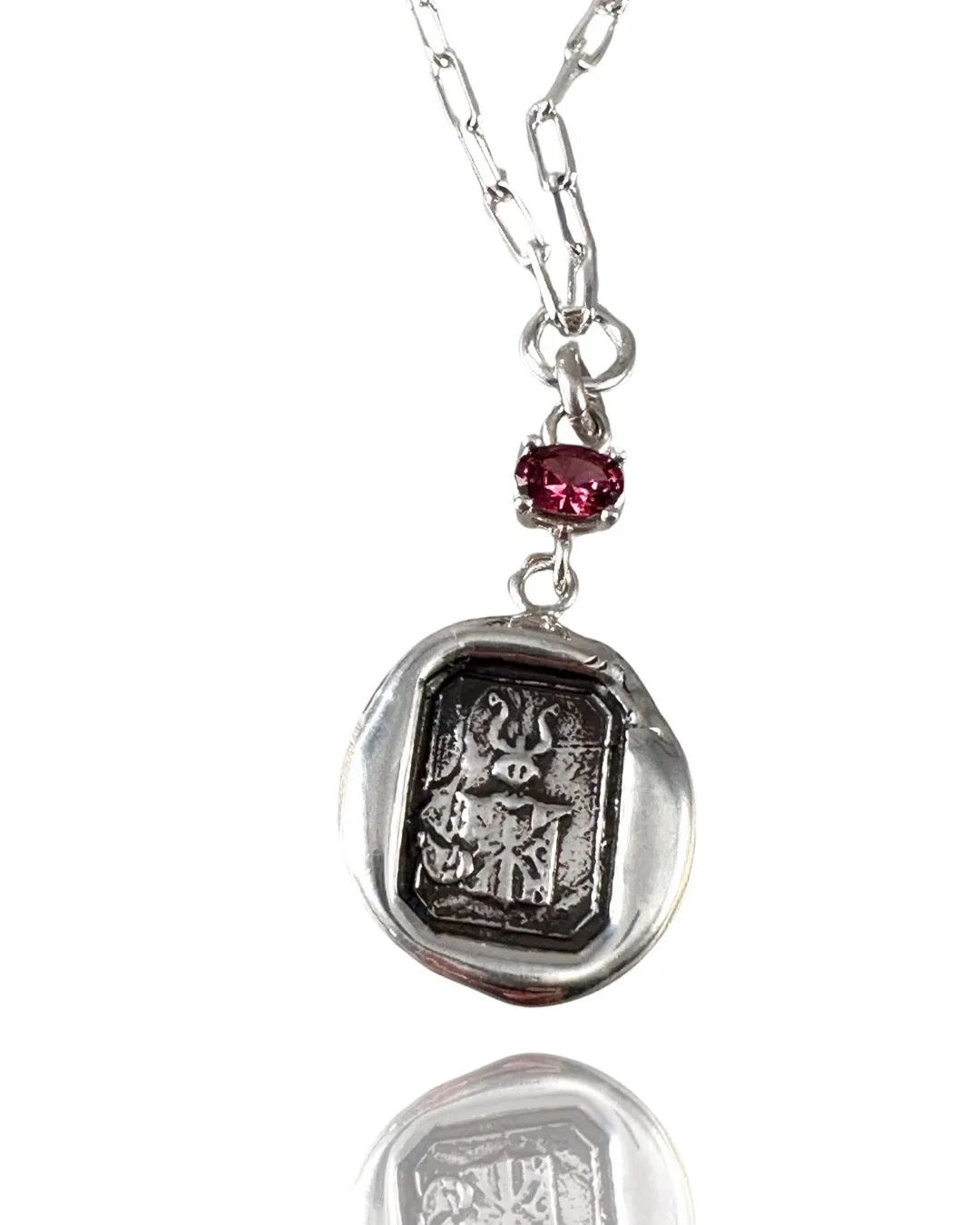 Small Victory Horn Garnet Necklace