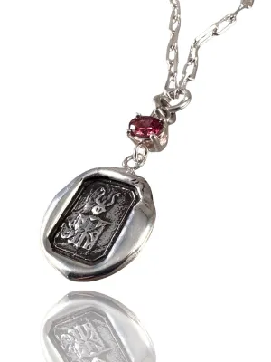 Small Victory Horn Garnet Necklace