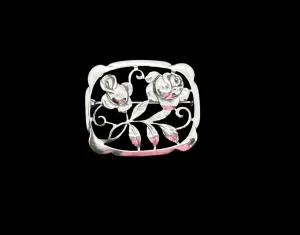 Sterling Silver 1950s Vintage Rose Brooch