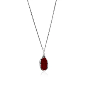 Sterling Silver Garnet CZ Floral Wire Wrap Necklace
