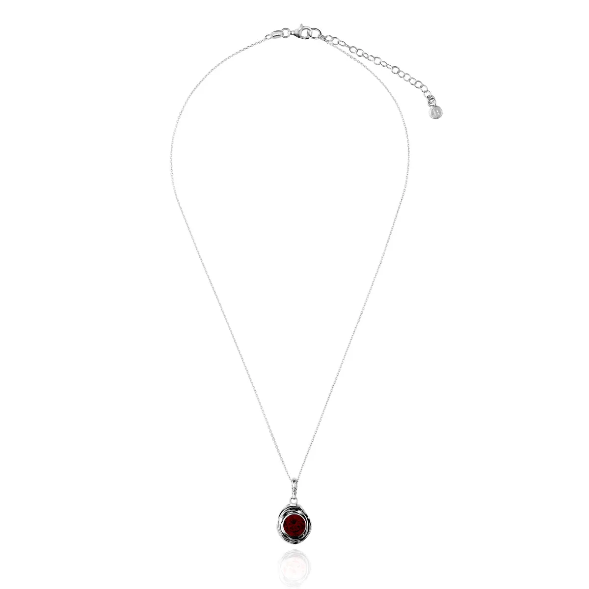 Sterling Silver Garnet CZ Pendant Necklace
