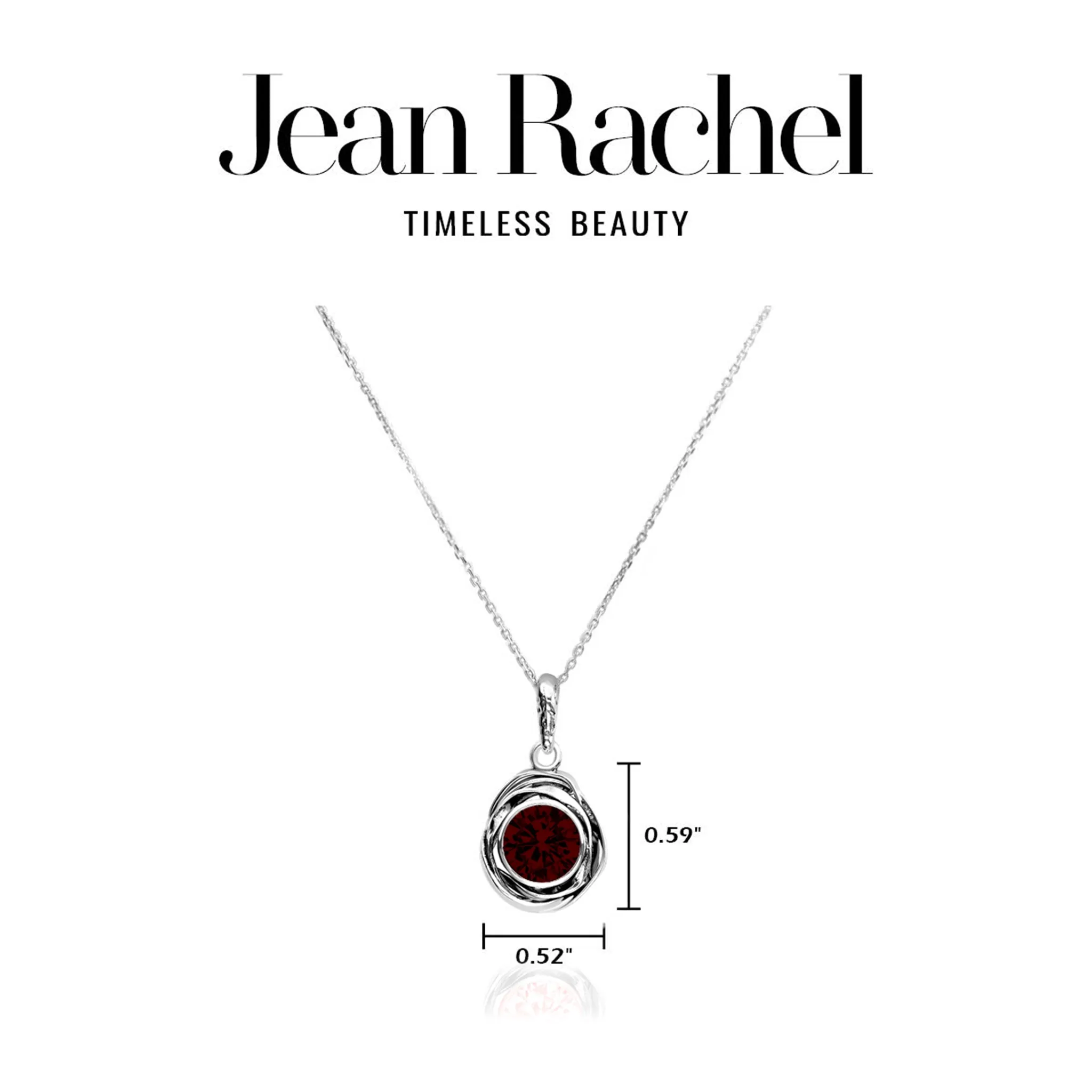 Sterling Silver Garnet CZ Pendant Necklace