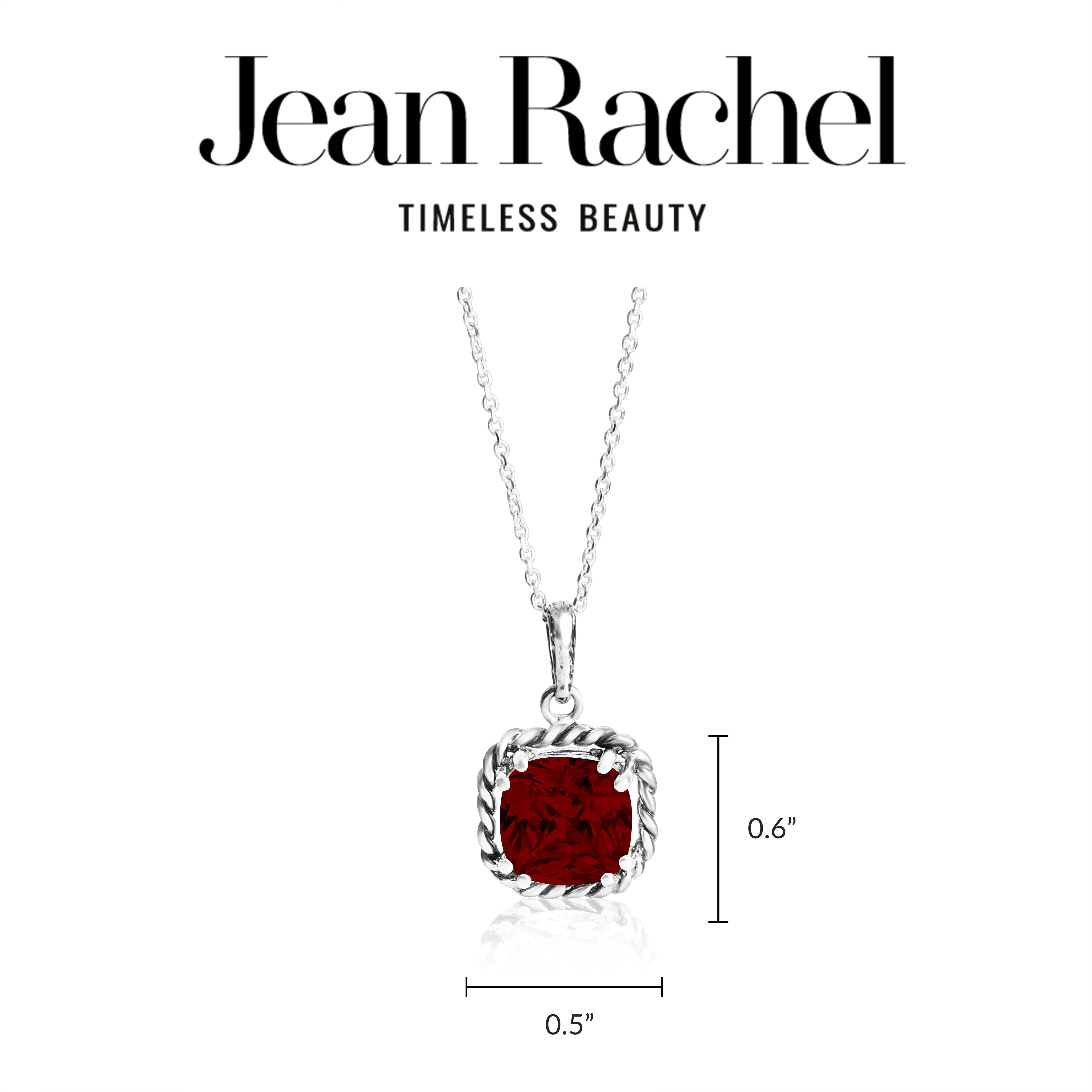 Sterling Silver Garnet CZ Rope Pendant Necklace