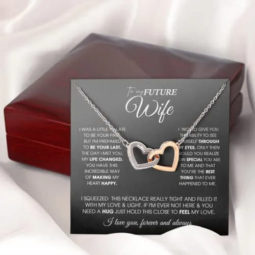 To My Future Wife Necklace, Necklace for Wife from Husband, Gift for Wife Interlocking Hearts Necklace