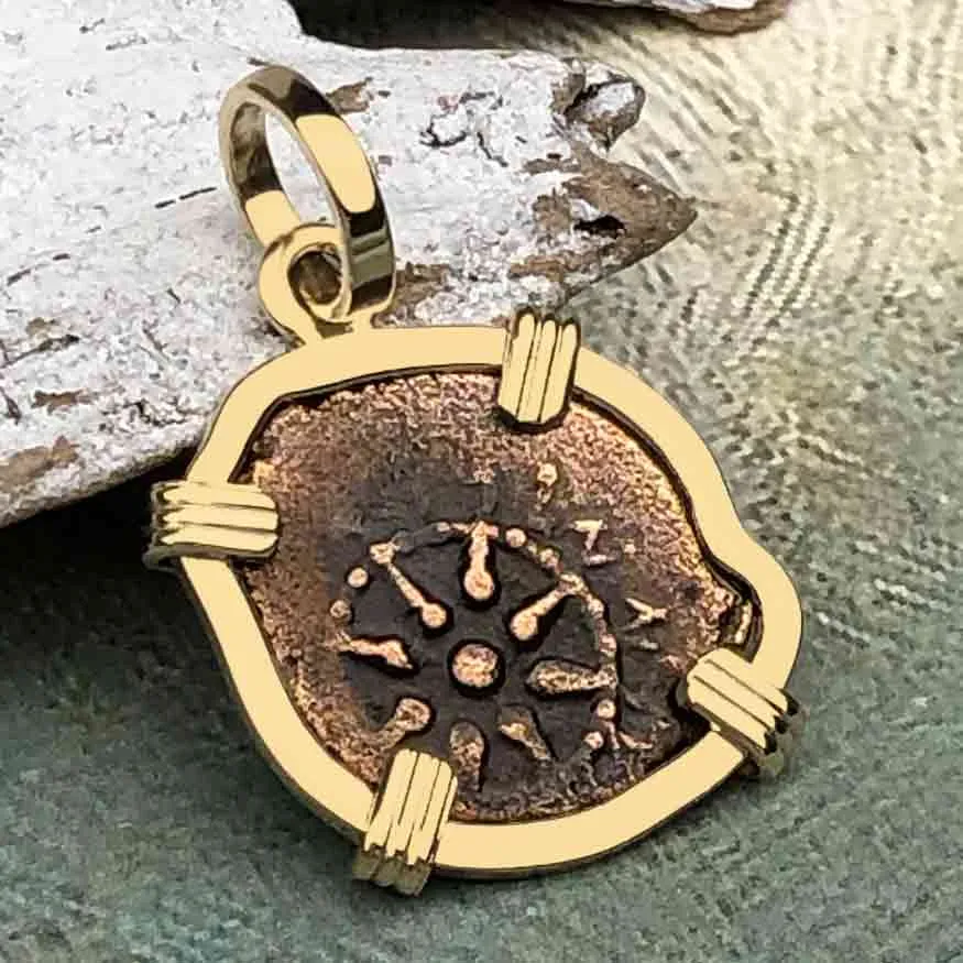 Top Grade Biblical Widow's Mite in 14K Gold Pendant | Artifact #3334