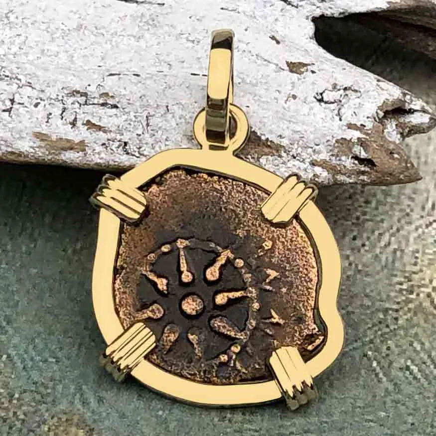 Top Grade Biblical Widow's Mite in 14K Gold Pendant | Artifact #3334