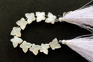 White Moonstone Smooth Butterfly Shape Double Drill Beads, Rare Gemstone Design for Jewelry Making, 10x12mm, 10 Pieces String