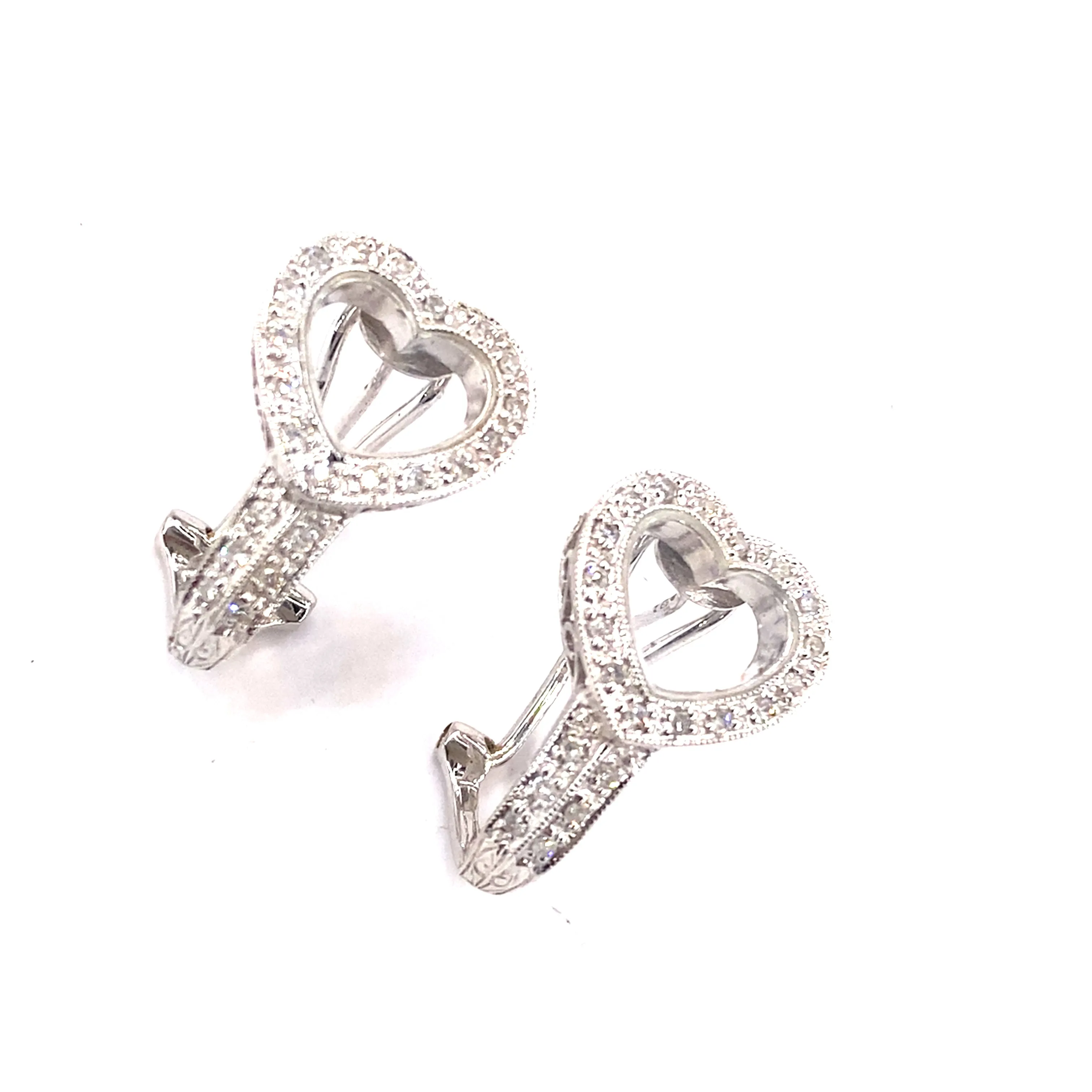 Women’s 18ct White Gold ‘Love Heart’ Earrings -0.40ct Diamonds