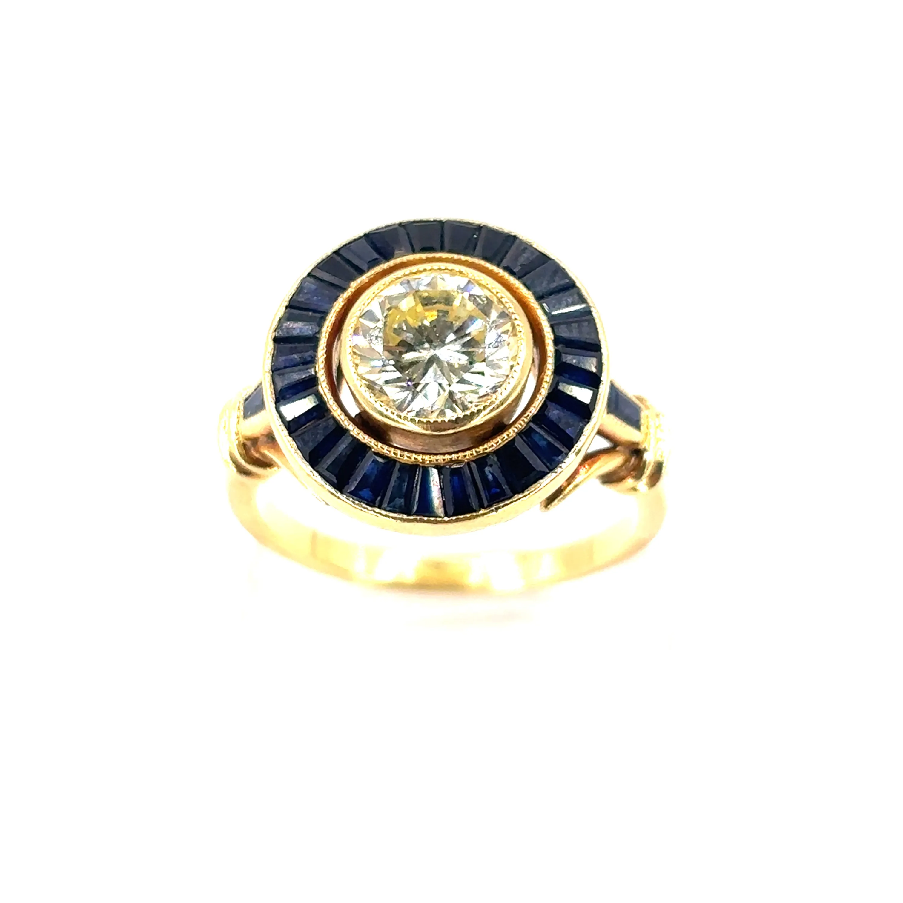Women’s 18ct Yellow Gold Diamond Sapphire Ring - 5.6g 1.20ct